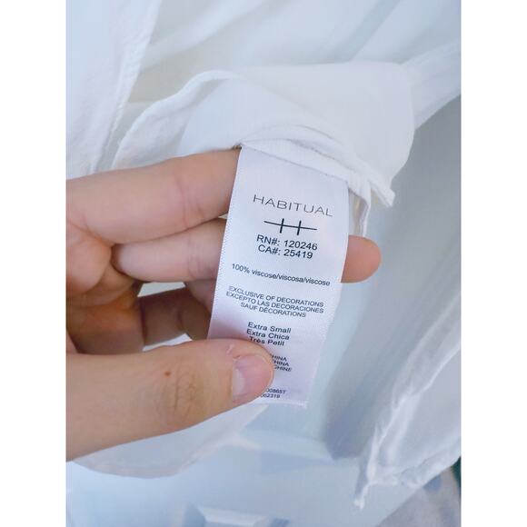 Habitual White Cortland Asymmetric-Drape Long-Sleeve Top XS Blouse Quiet Luxury - Picture 6 of 6